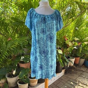 Missing Polynesia Blue Floral Print Dress
